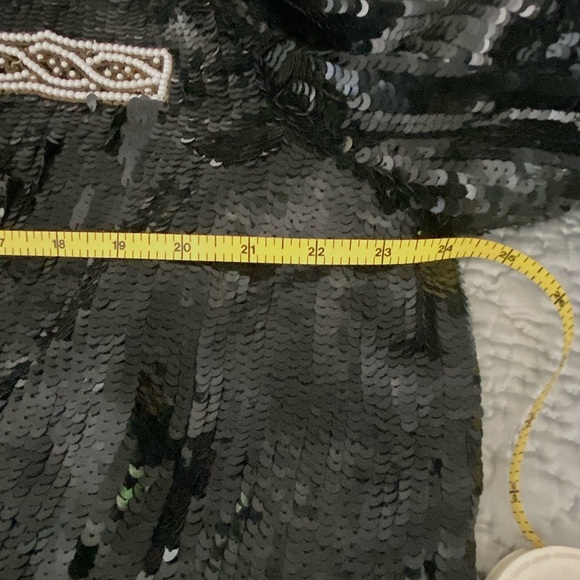 VINTAGE SCALA 1x black sequin jacket with pearl accents - Picture 5 of 5